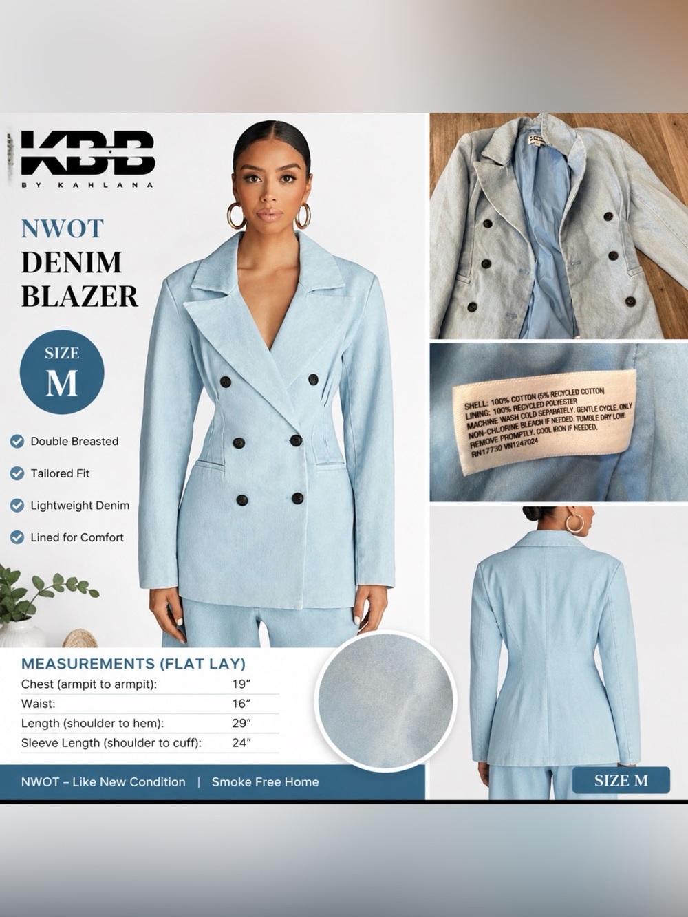 Light Blue Double-Breasted Women’s Blazer